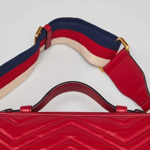 Gucci Red Quilted Leather Marmont Small Shoulder Bag - Picture 3 of 11